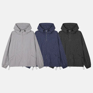 Star-patterned mountain parka with drawstring
