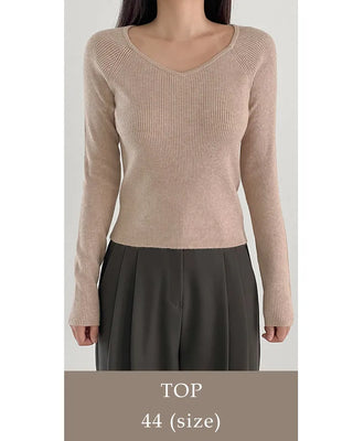 (set) Tie & V-neck knit set