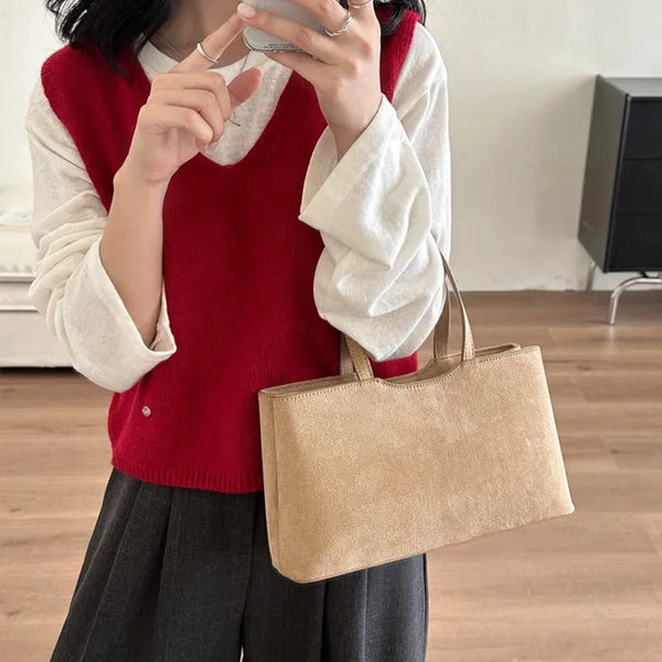 Suede Square Tote Bag