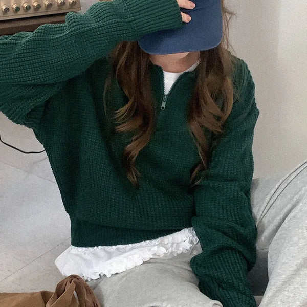 Half-zip collar knit