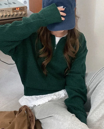 Half-zip collar knit