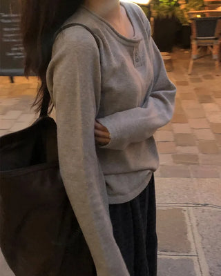 Half-open button knit