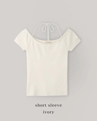 2-Way Tie Halter Neck Slim Knit