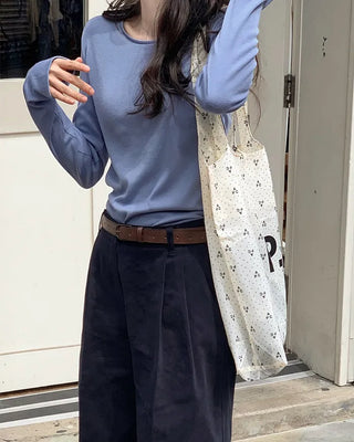 Wide cotton slacks with pleats