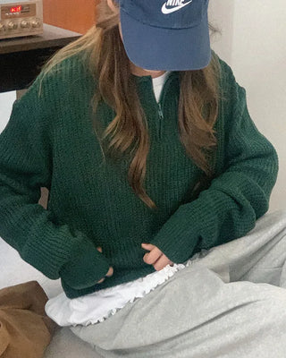 Half-zip collar knit