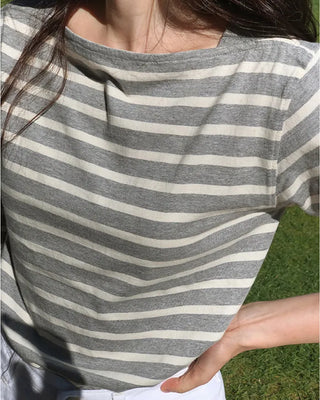 Boat neck striped T-shirt