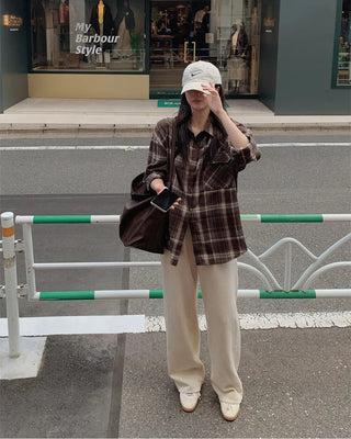 Tone-on-tone check shirt