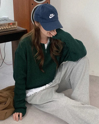 Half-zip collar knit