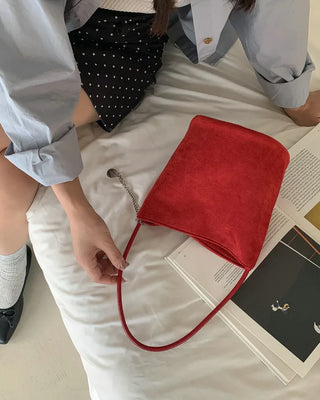 Suede Chain Mini Shoulder Bucket Bag
