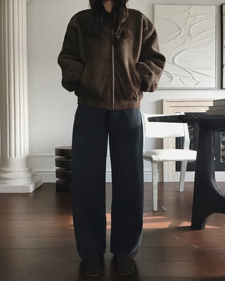 Suede double shearling coat