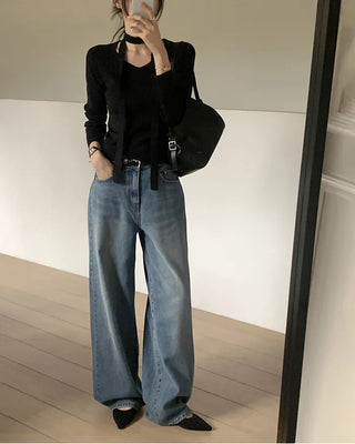 (set) Tie & V-neck knit set