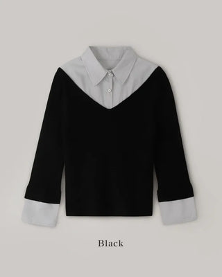 Extremely popular in Korea! Shirt-layered knit / 5 colors