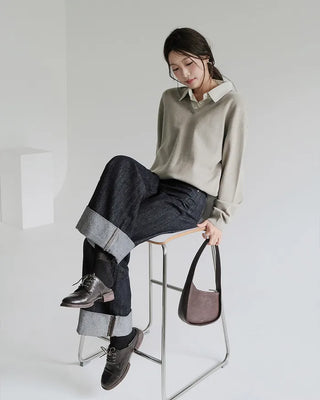 Shirt-layered knit