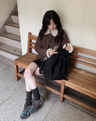 Teddy Bear Boa Collar Down Jacket