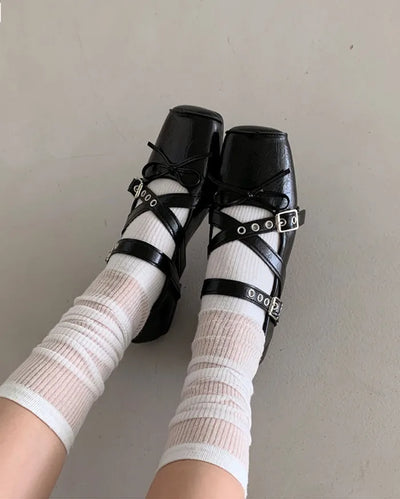 Eyelet Mary Jane Flat Shoes (3 colors)