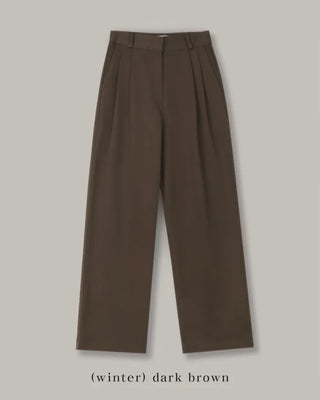 Leg-lengthening pintuck wide slacks
