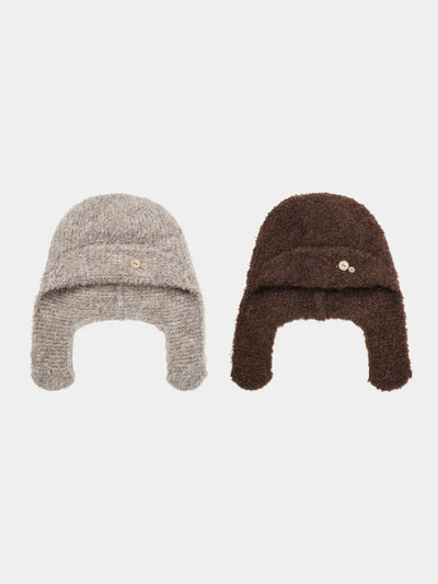 (2 colors) Knitted beanie with ears