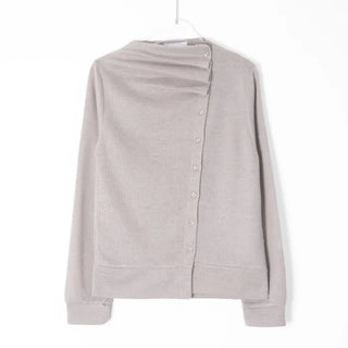 (3 colors) Turtleneck Asymmetrical Cardigan
