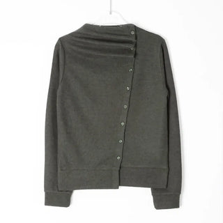 (3 colors) Turtleneck Asymmetrical Cardigan