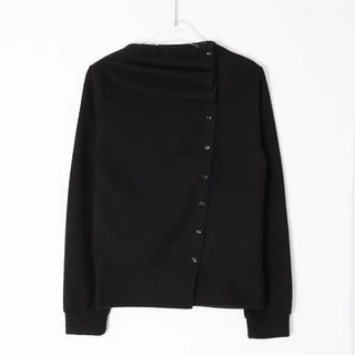 (3 colors) Turtleneck Asymmetrical Cardigan