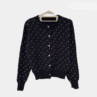 Floral print knit cardigan