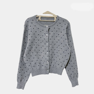 Floral print knit cardigan