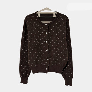 Floral print knit cardigan