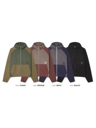 (4 colors) Striped zip-up hoodie