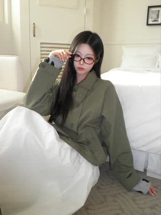 (3 colors) High-neck trench jacket