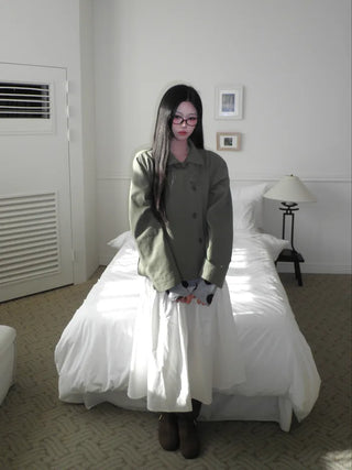 (3 colors) High-neck trench jacket