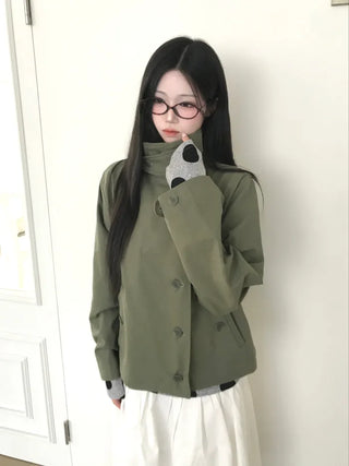(3 colors) High-neck trench jacket