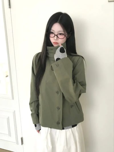 (3 colors) High-neck trench jacket
