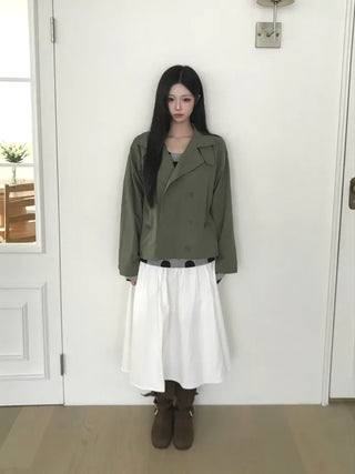 (3 colors) High-neck trench jacket