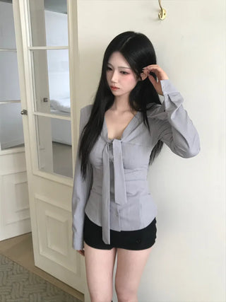 (3 colors) Buttoned wrap mini skirt