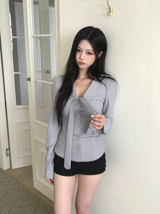 (3 colors) Buttoned wrap mini skirt