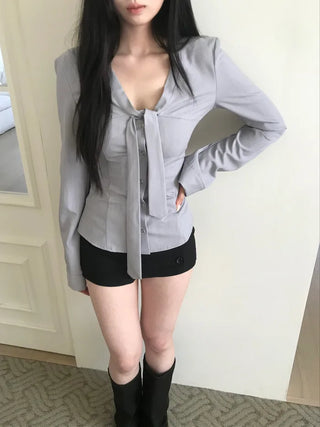 (3 colors) Buttoned wrap mini skirt