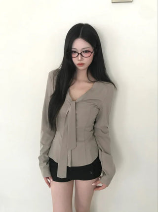 (3 colors) Buttoned wrap mini skirt