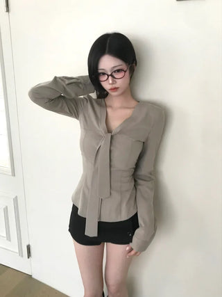 (3 colors) Buttoned wrap mini skirt