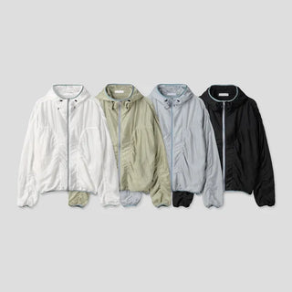 (4 colors) Shirred Windbreaker