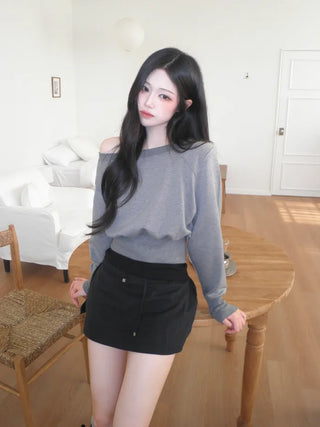 (2 colors) Strap Cotton Skirt Pants
