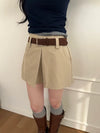 (set) (2 colors) Slit Mini Skirt Pants