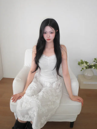 (5 colors) Lace Shirred Sleeveless