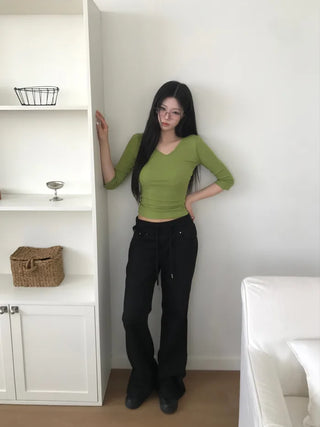 (4 colors) Rivet Waist Flare Pants