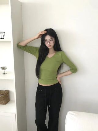(10 colors) V-neck T-shirt