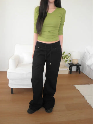 (4 colors) Rivet Waist Flare Pants
