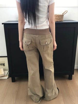 (4 colors) Rivet Waist Flare Pants