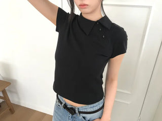 (4 colors) Asymmetrical Color T-shirt