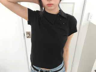 (4 colors) Asymmetrical Color T-shirt