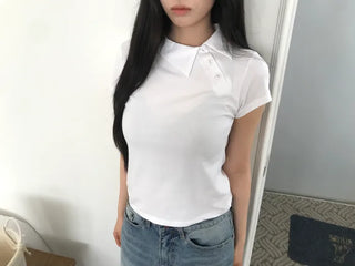 (4 colors) Asymmetrical Color T-shirt