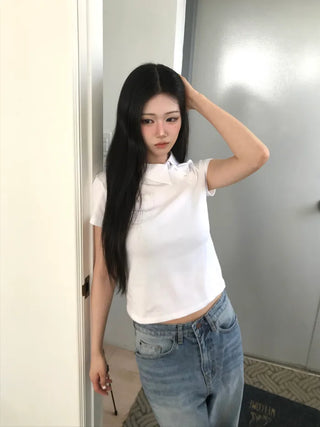 (4 colors) Asymmetrical Color T-shirt